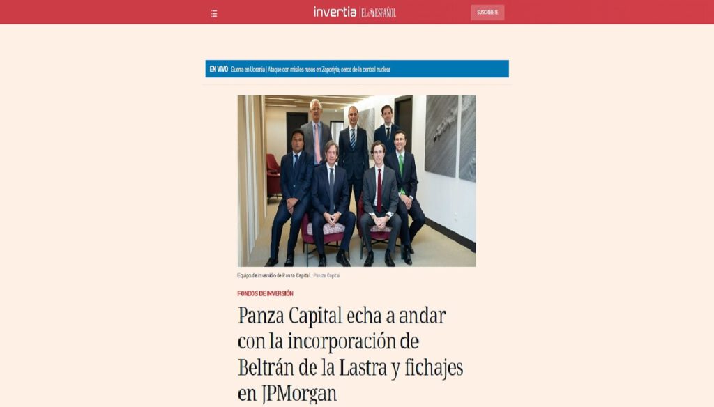 Panza Capital echa a andar con la incorporación de Beltrán de la Lastra y fichajes en JPMorgan